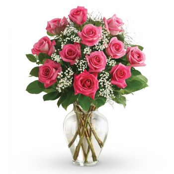 Dozen Pink Roses Flower Bouquet