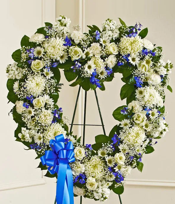 Blue & White Open Heart Flower Bouquet