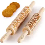 Wooden Carved Rolling Pin Set Flower Bouquet