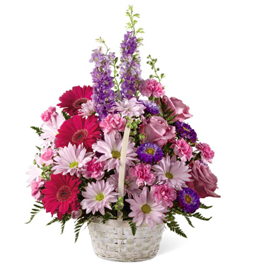 Pink and Purple Garden Basket  Flower Bouquet
