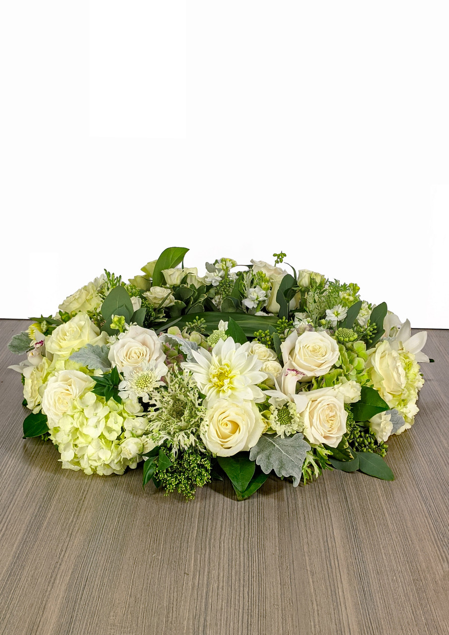 All White Urn Wreath  Flower Bouquet