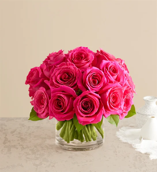 Contemporary Hot Pink Roses Flower Bouquet