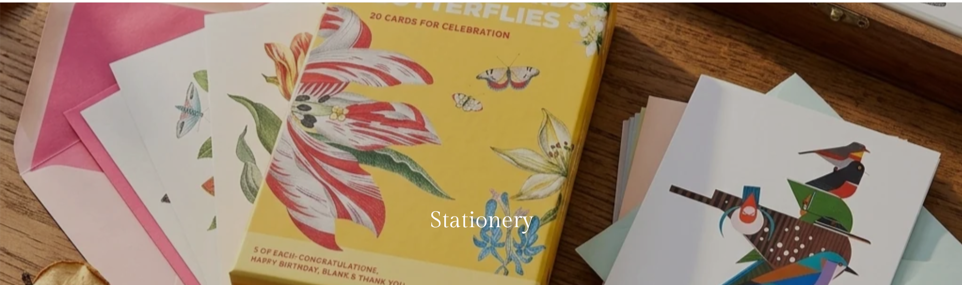 Collection of note Cards and greeting cards on a desk